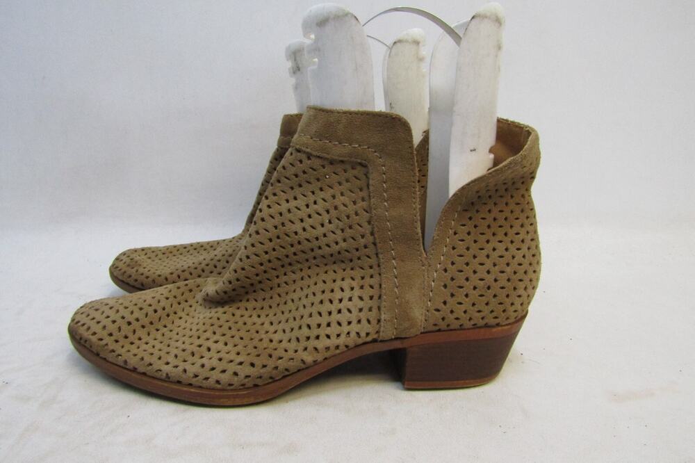 Lucky Brand Womens Size 10 M Brown Suede Perforated Ankle Fashion Boots Bootie